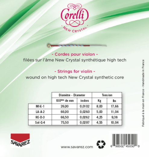 Corelli NEW CRYSTAL D corde pour violon