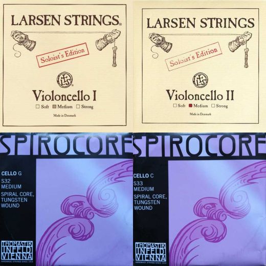 Larsen SOLOIST und Thomastik SPIROCORE SPEZIAL Satz Saiten für Cello